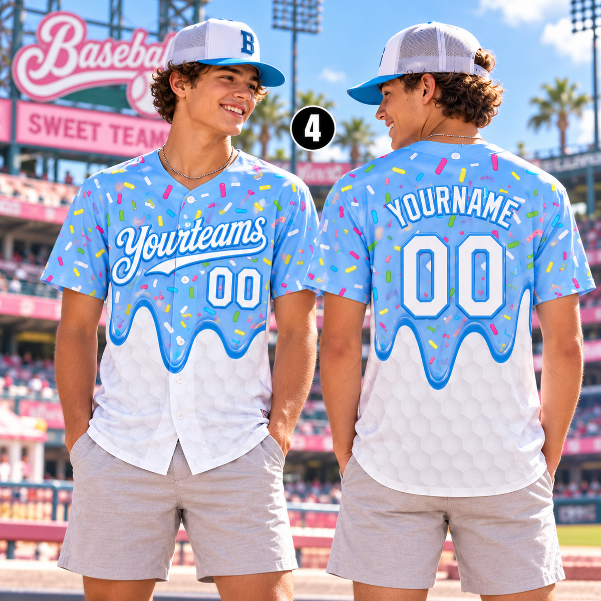 Personalized Ice Cream Drip Baseball Jersey, Sweet Team Player Gift