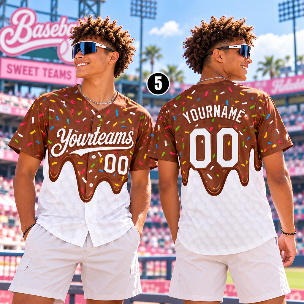 Personalized Ice Cream Drip Baseball Jersey, Sweet Team Player Gift
