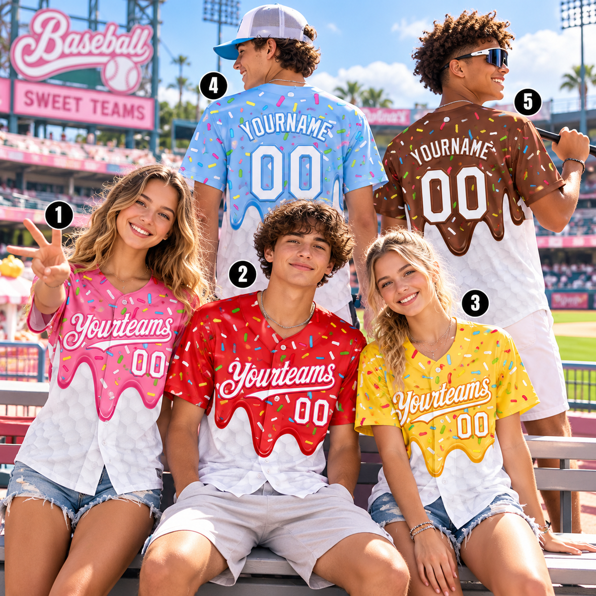 Personalized Ice Cream Drip Baseball Jersey, Sweet Team Player Gift