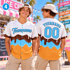 Personalized Ice Cream Drip Baseball Jersey, Game Day Sweet Uniform
