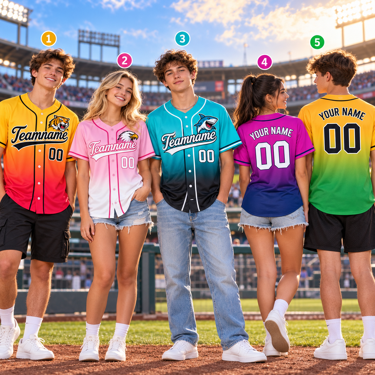 Personalized Mascot Ombre Baseball Jersey, Game Day Team Spirit Wear