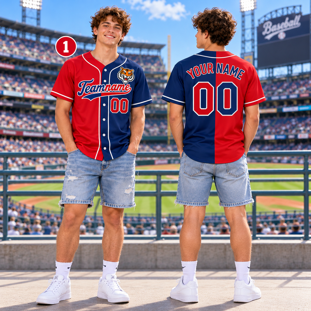 Personalized Split Color Baseball Jersey, Custom Mascot Proud Fan Gift