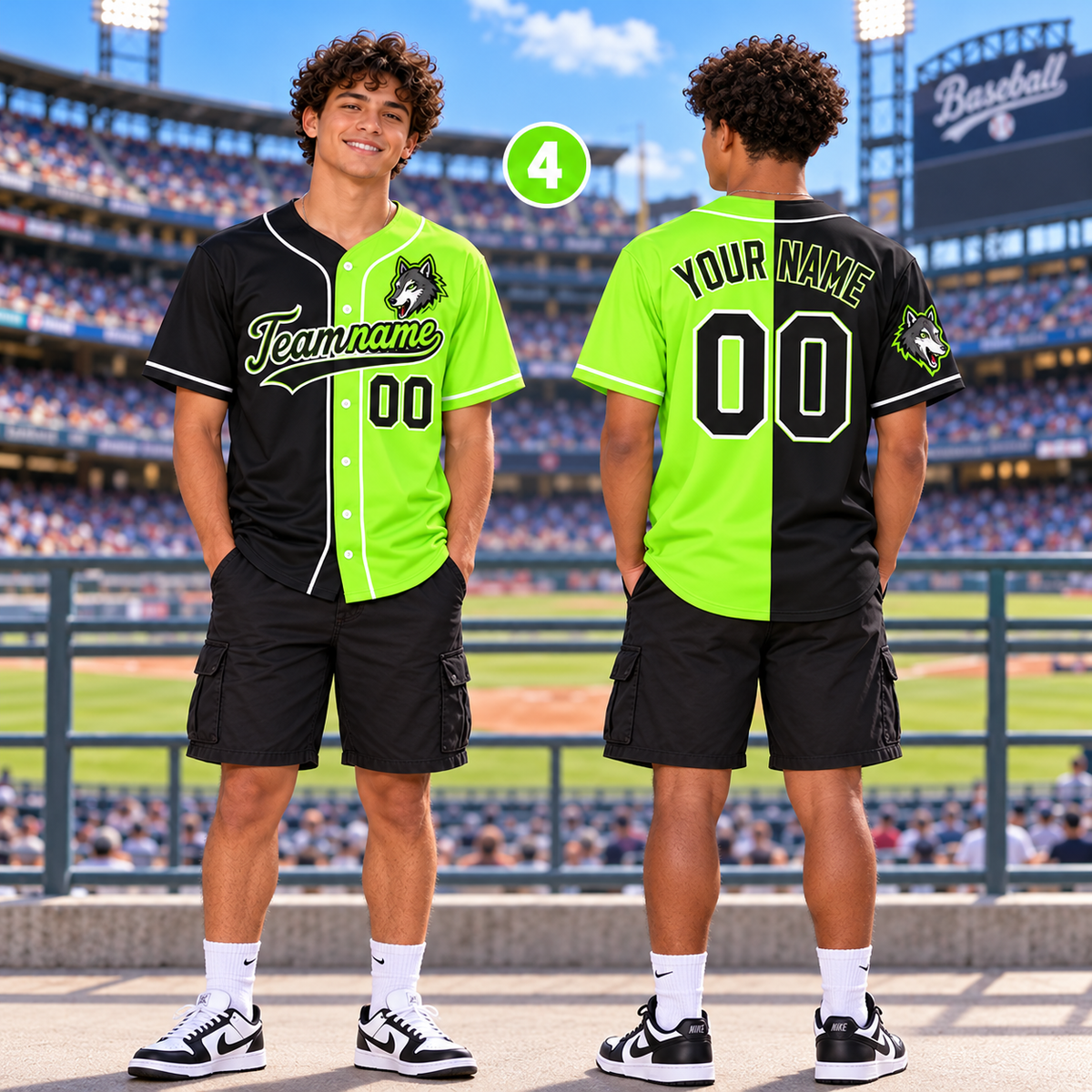 Personalized Split Color Baseball Jersey, Custom Mascot Proud Fan Gift