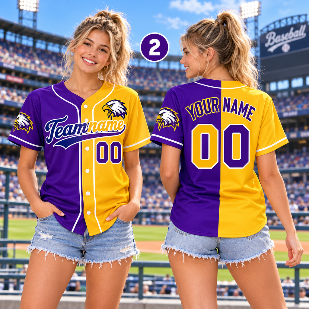 Personalized Split Color Baseball Jersey, Custom Mascot Proud Fan Gift