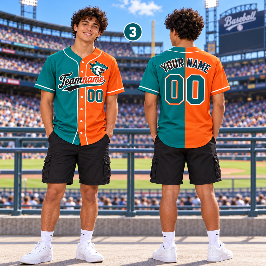 Personalized Split Color Baseball Jersey, Custom Mascot Proud Fan Gift