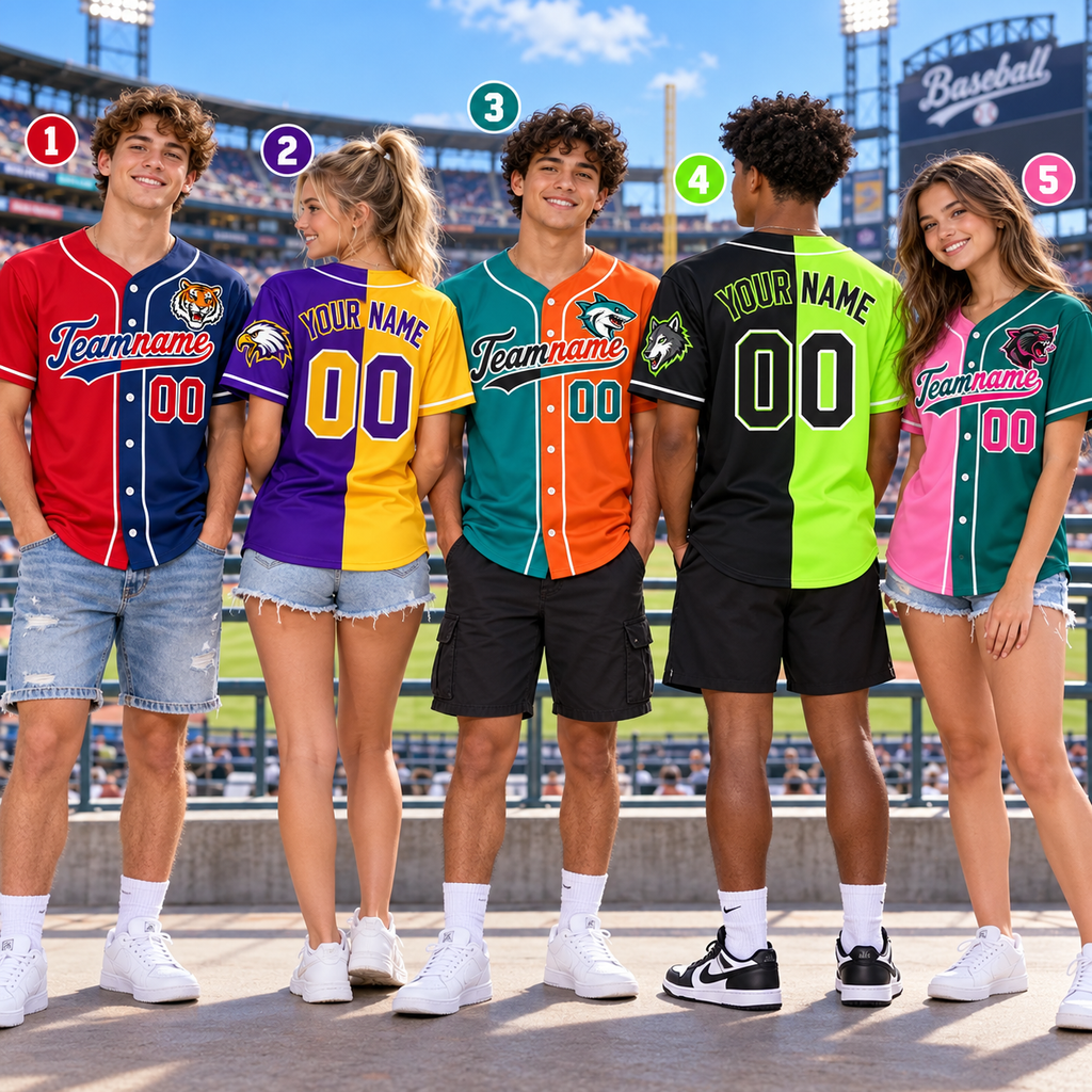 Personalized Split Color Baseball Jersey, Custom Mascot Proud Fan Gift