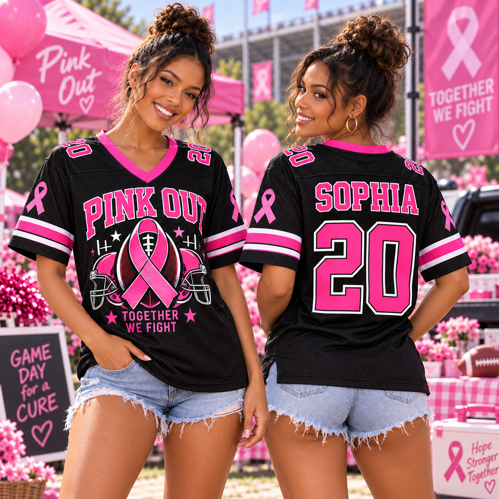 Breast Cancer Awareness Football Jersey, Together We Fight Spirit Wear - product image 2