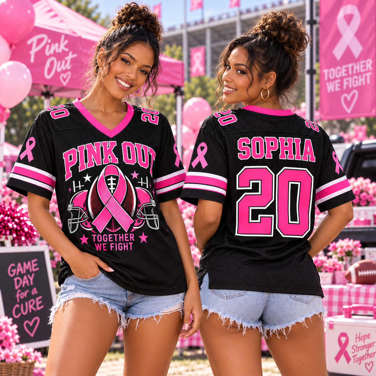 Breast Cancer Awareness Football Jersey, Together We Fight Spirit Wear - product image 2