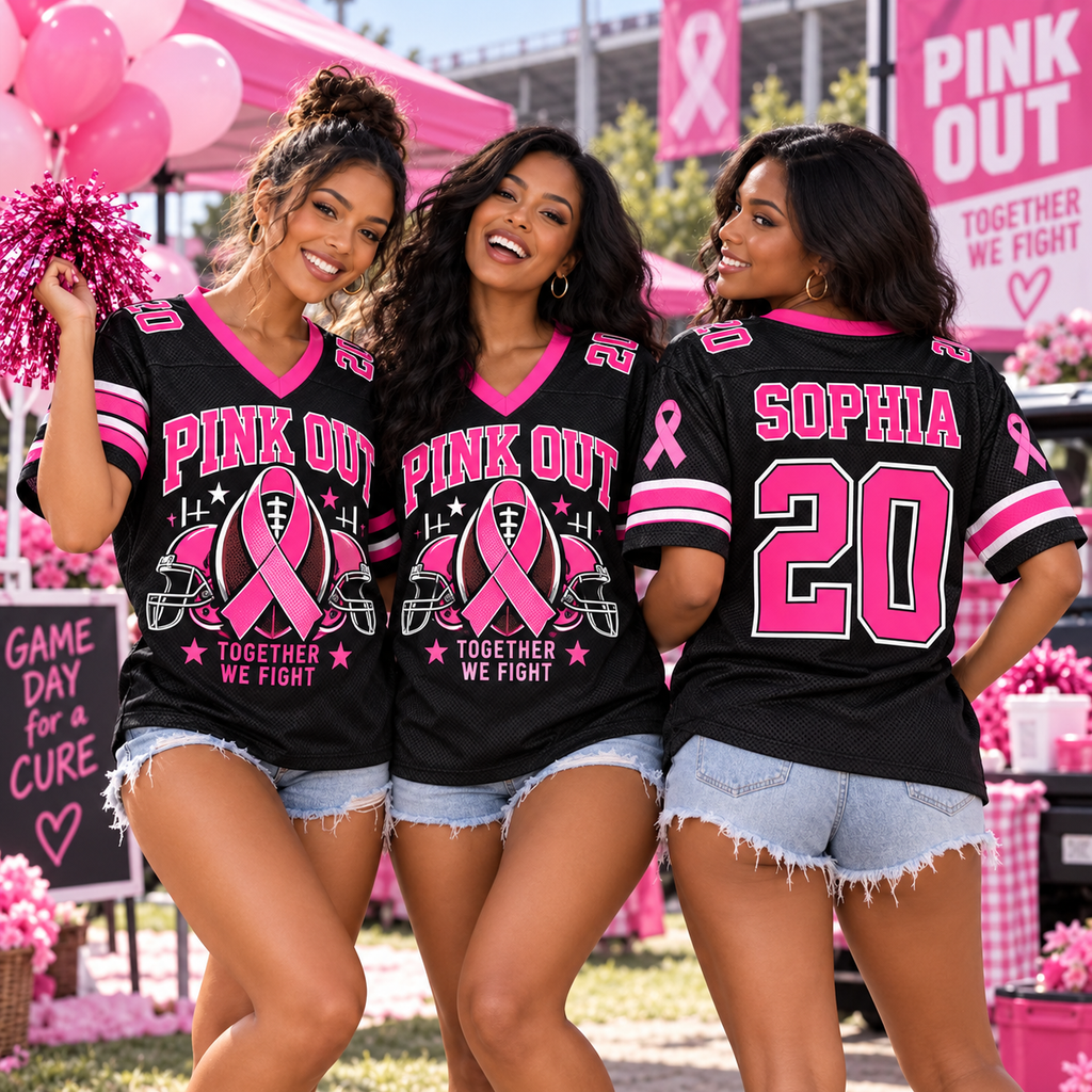 Breast Cancer Awareness Football Jersey, Together We Fight Spirit Wear - product image 1
