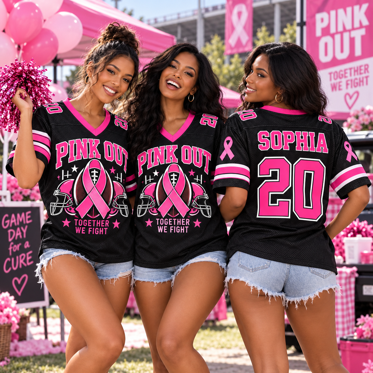 Breast Cancer Awareness Football Jersey, Together We Fight Spirit Wear - product image 1