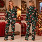 Personalized Football Playbook Christmas Pajamas, Football Fan Game Day Satin Set