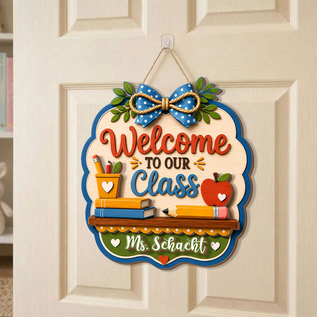 Custom Teacher Classroom Door Sign, Personalized Welcome School Plaque - product image 1