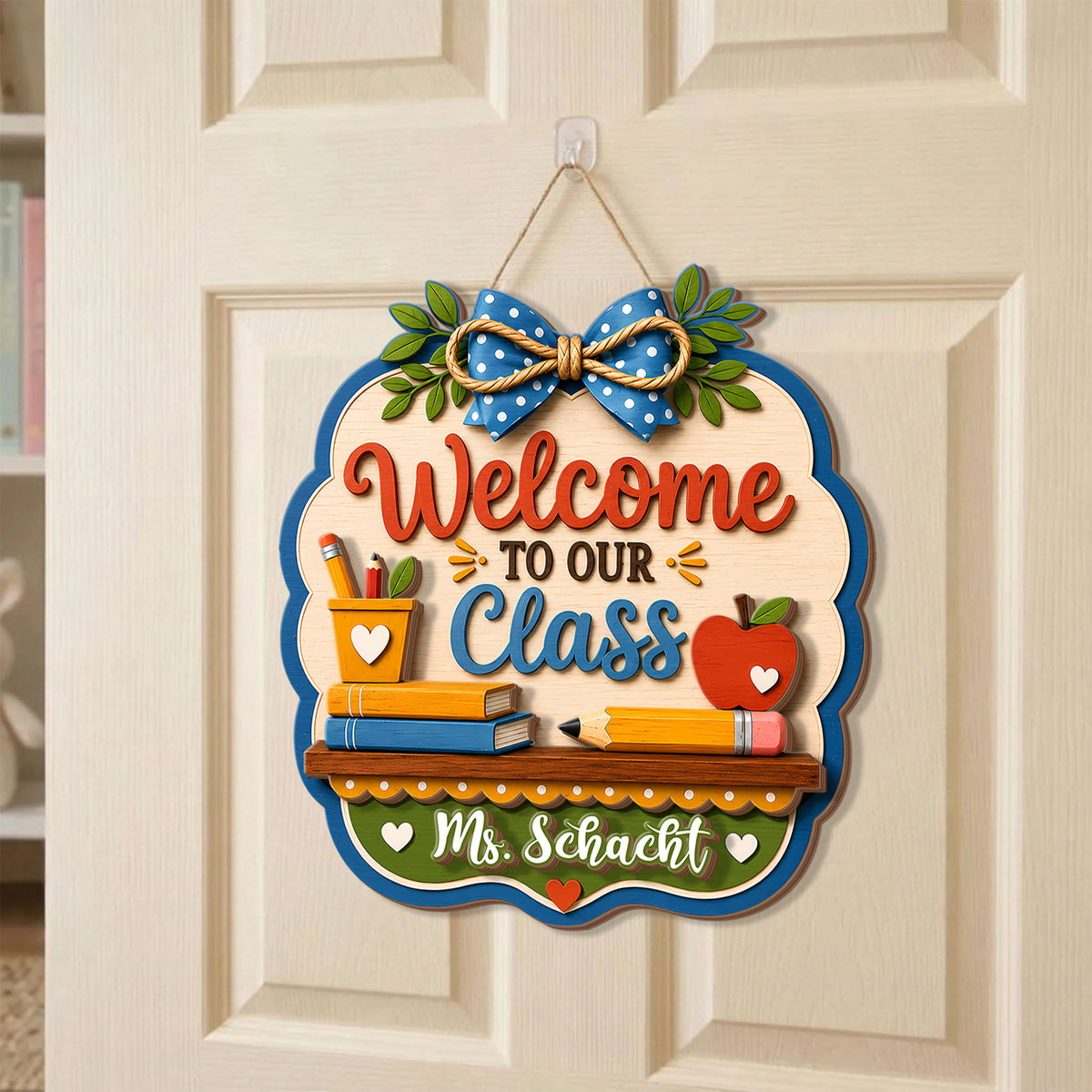 Custom Teacher Classroom Door Sign, Personalized Welcome School Plaque - product image 1