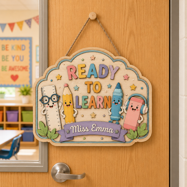 Personalized Teacher Door Sign, Heartfelt Educator Gift Welcome Plaque - product image 1