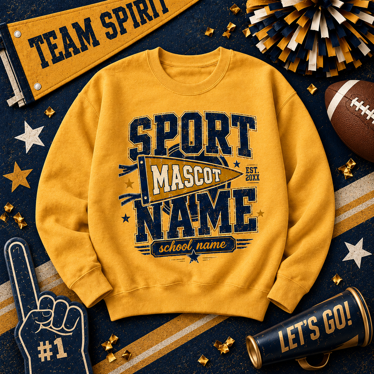Vintage College Spirit Sweatshirt, Custom Game Day School Mascot Crewneck – product image 3