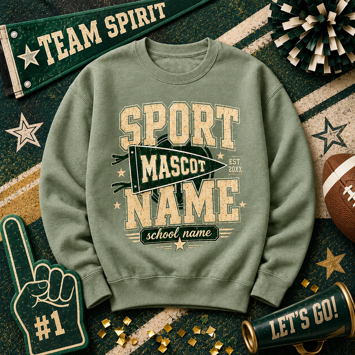 Vintage College Spirit Sweatshirt, Custom Game Day School Mascot Crewneck – product image 4