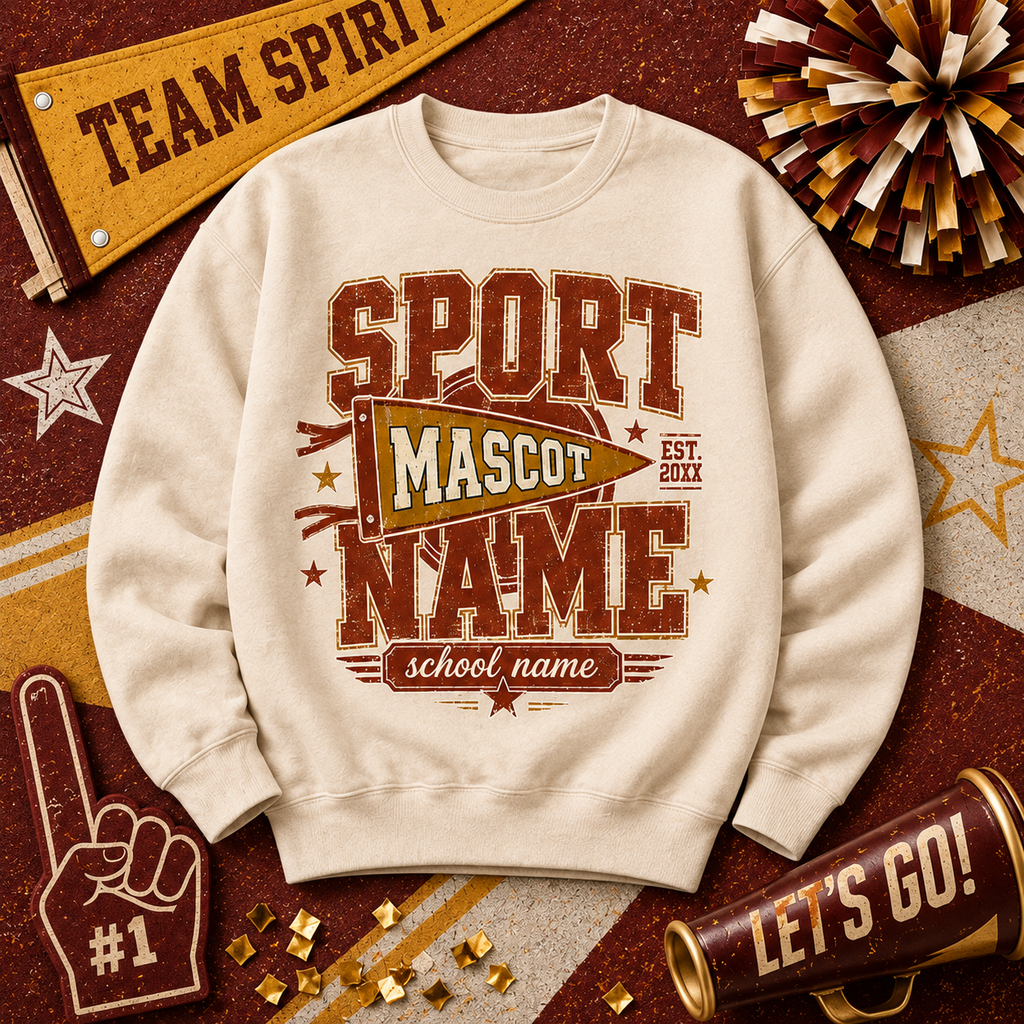Vintage College Spirit Sweatshirt, Custom Game Day School Mascot Crewneck – product image 5