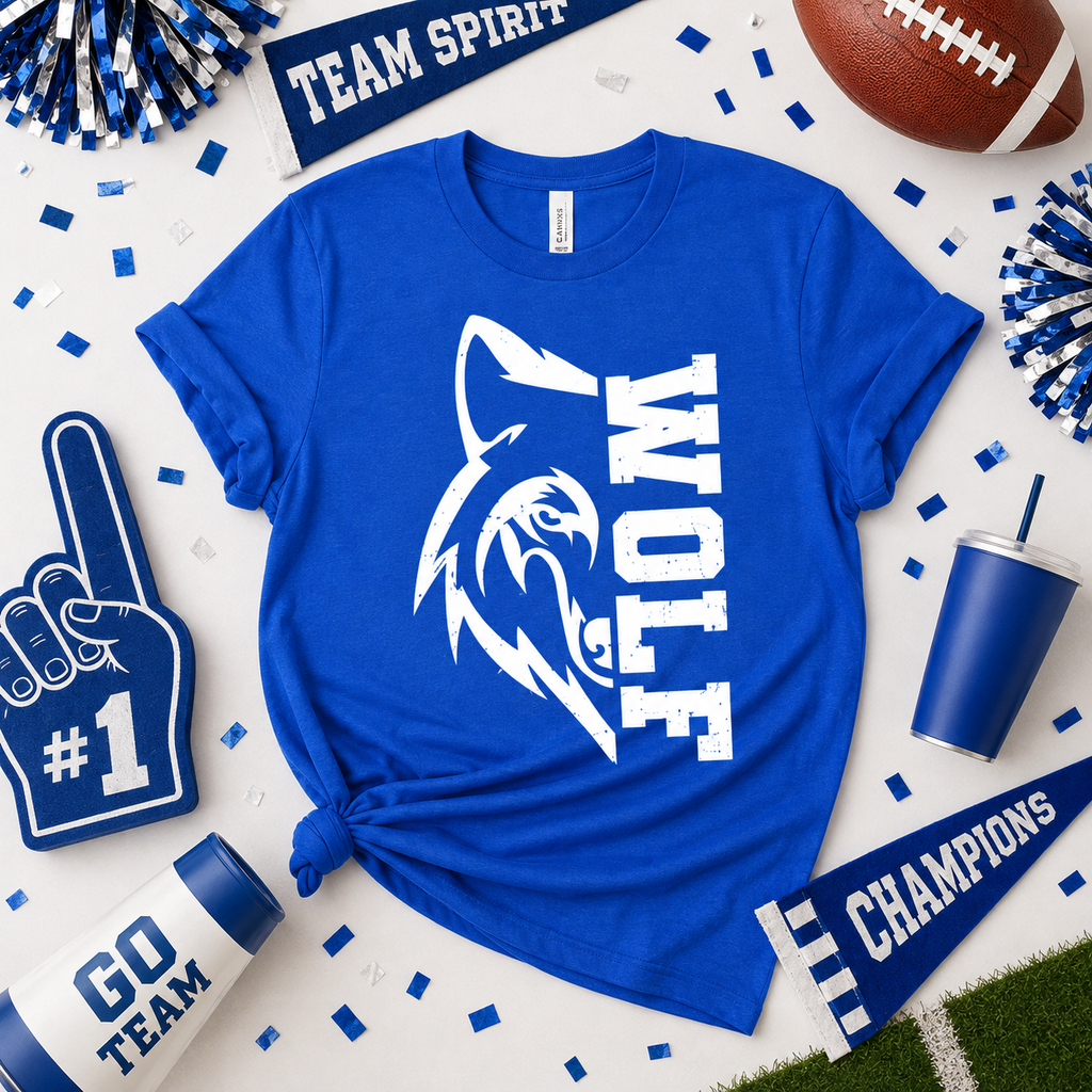 Custom Split Mascot T-Shirt, Proud School Spirit Game Day Gift