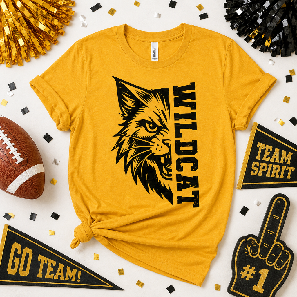 Custom Split Mascot T-Shirt, Proud School Spirit Game Day Gift