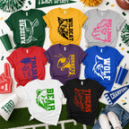 Custom Split Mascot T-Shirt, Proud School Spirit Game Day Gift