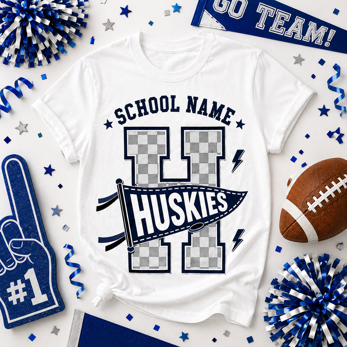 Custom Checkered Letter T-Shirt, School Spirit Game Day Gift
