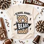 Custom Checkered Letter T-Shirt, School Spirit Game Day Gift