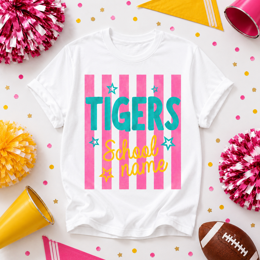 Custom Vertical Striped T-Shirt, School Spirit Game Day Gift