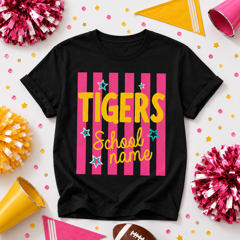 Custom Vertical Striped T-Shirt, School Spirit Game Day Gift