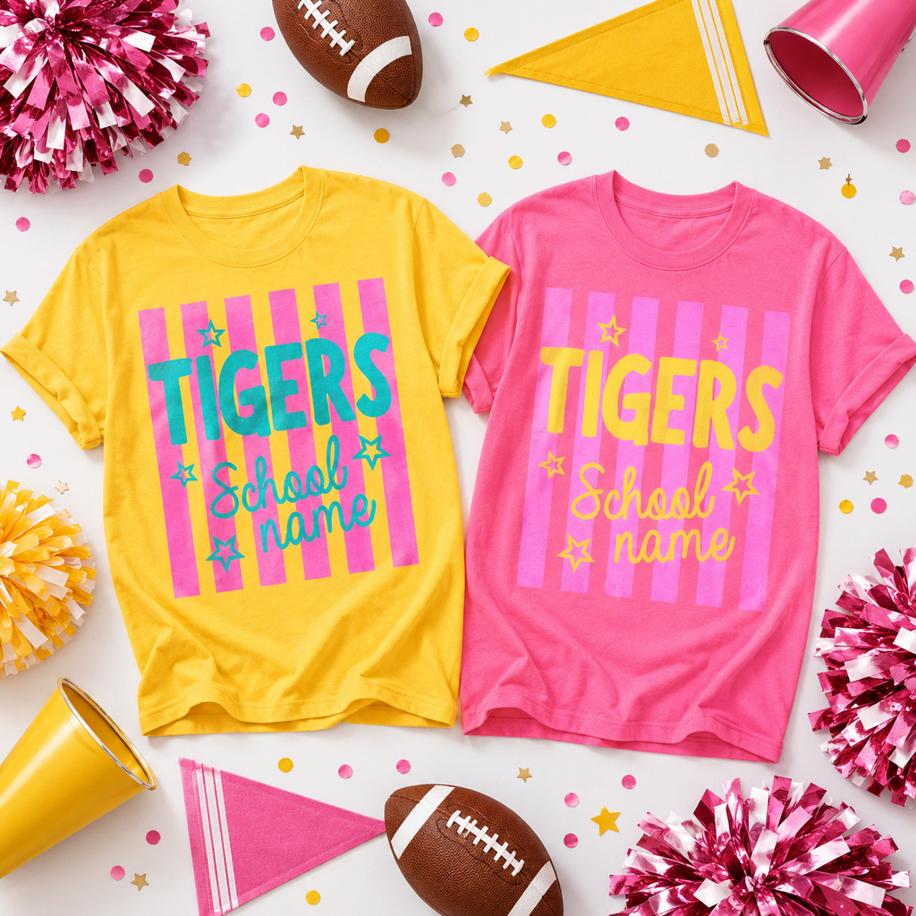 Custom Vertical Striped T-Shirt, School Spirit Game Day Gift