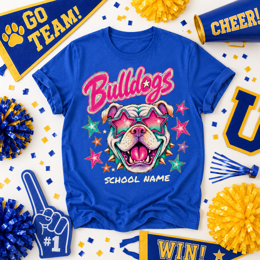 Custom Star Glasses Mascot T-Shirt, School Spirit Game Day Gift