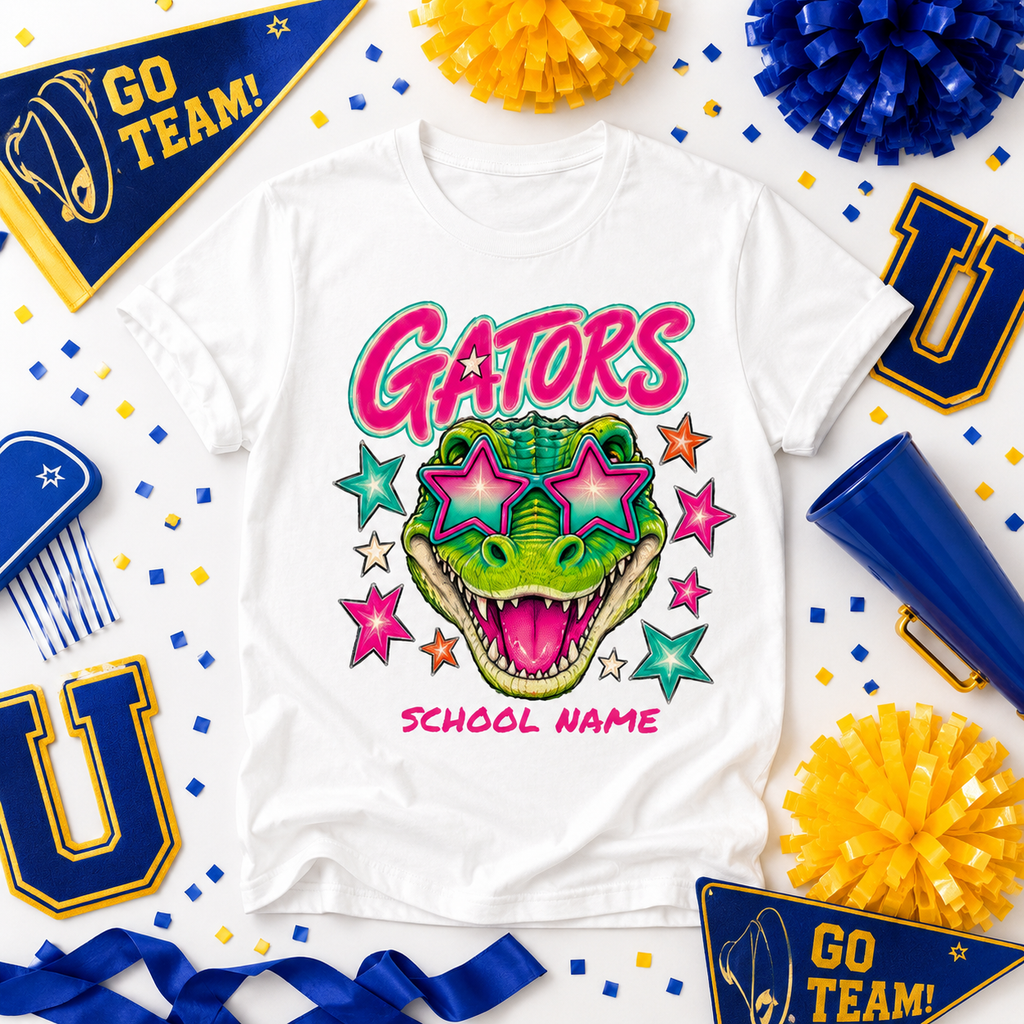 Custom Star Glasses Mascot T-Shirt, School Spirit Game Day Gift