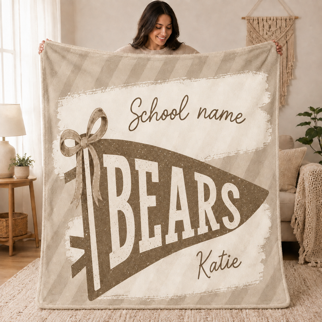 Custom School Spirit Blanket, Personalized Game Day College Fleece Throw– product image 1