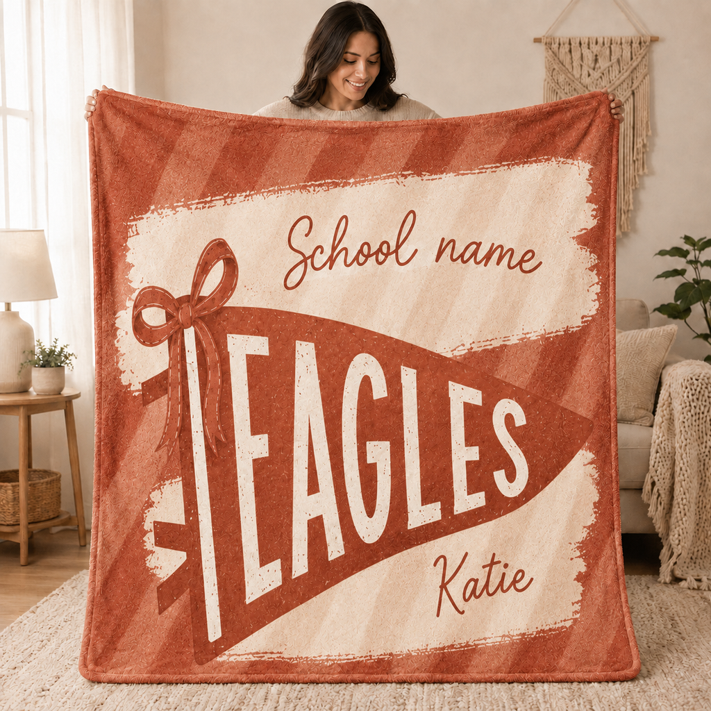 Custom School Spirit Blanket, Personalized Game Day College Fleece Throw– product image 3
