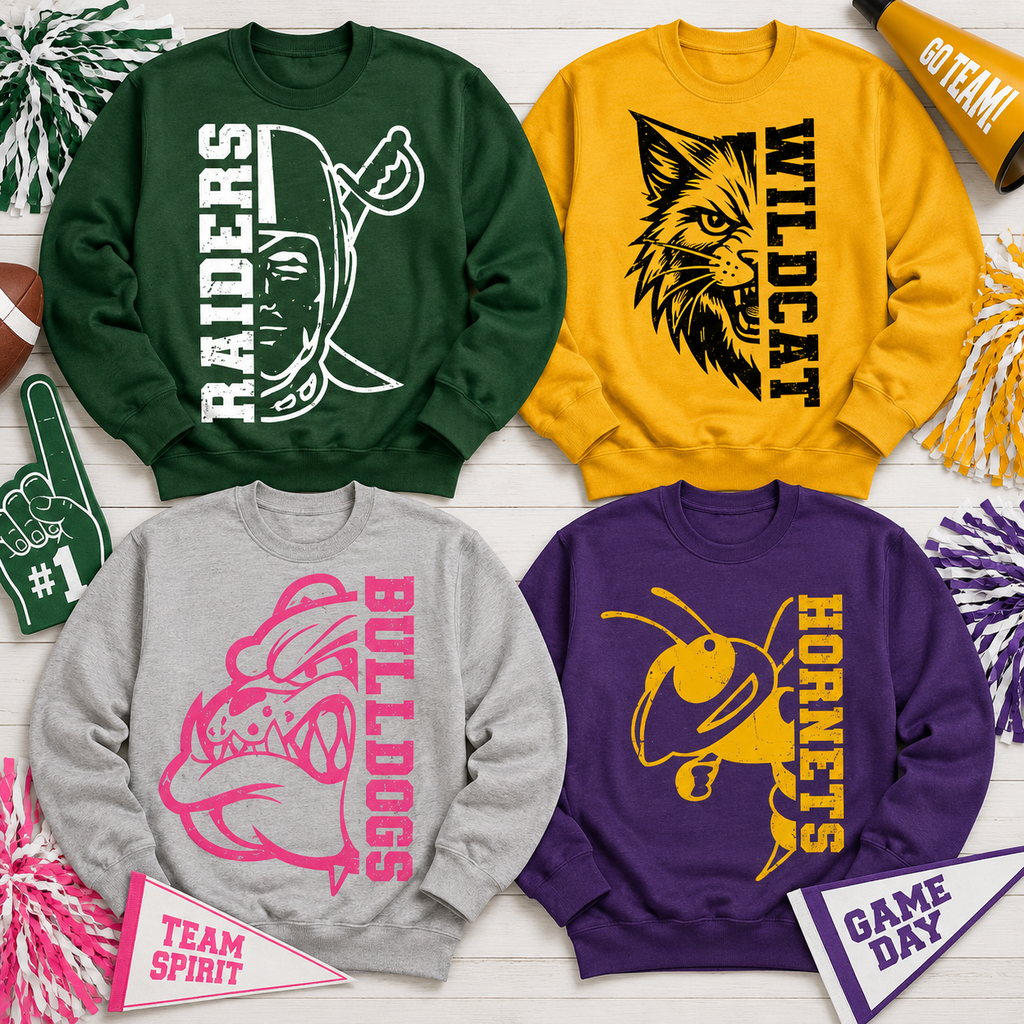 Custom School Spirit Sweatshirt, Personalized Collegiate Mascot Apparel – product image 1