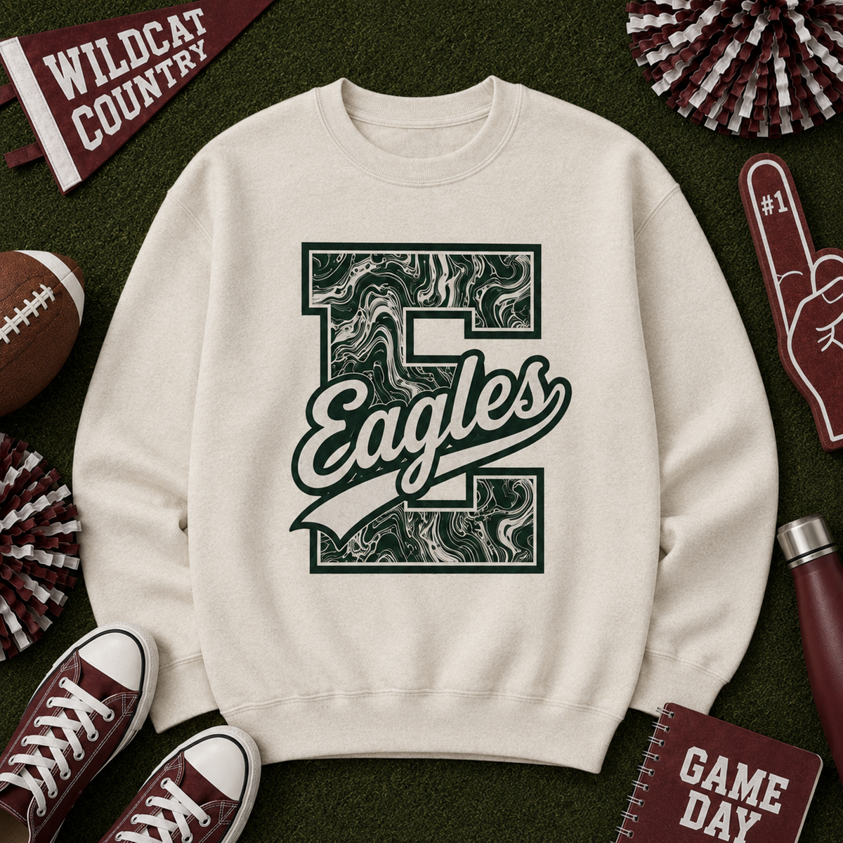 Personalized Mascot Letter Crewneck, Custom Initial School Spirit Sweatshirt – product image 3