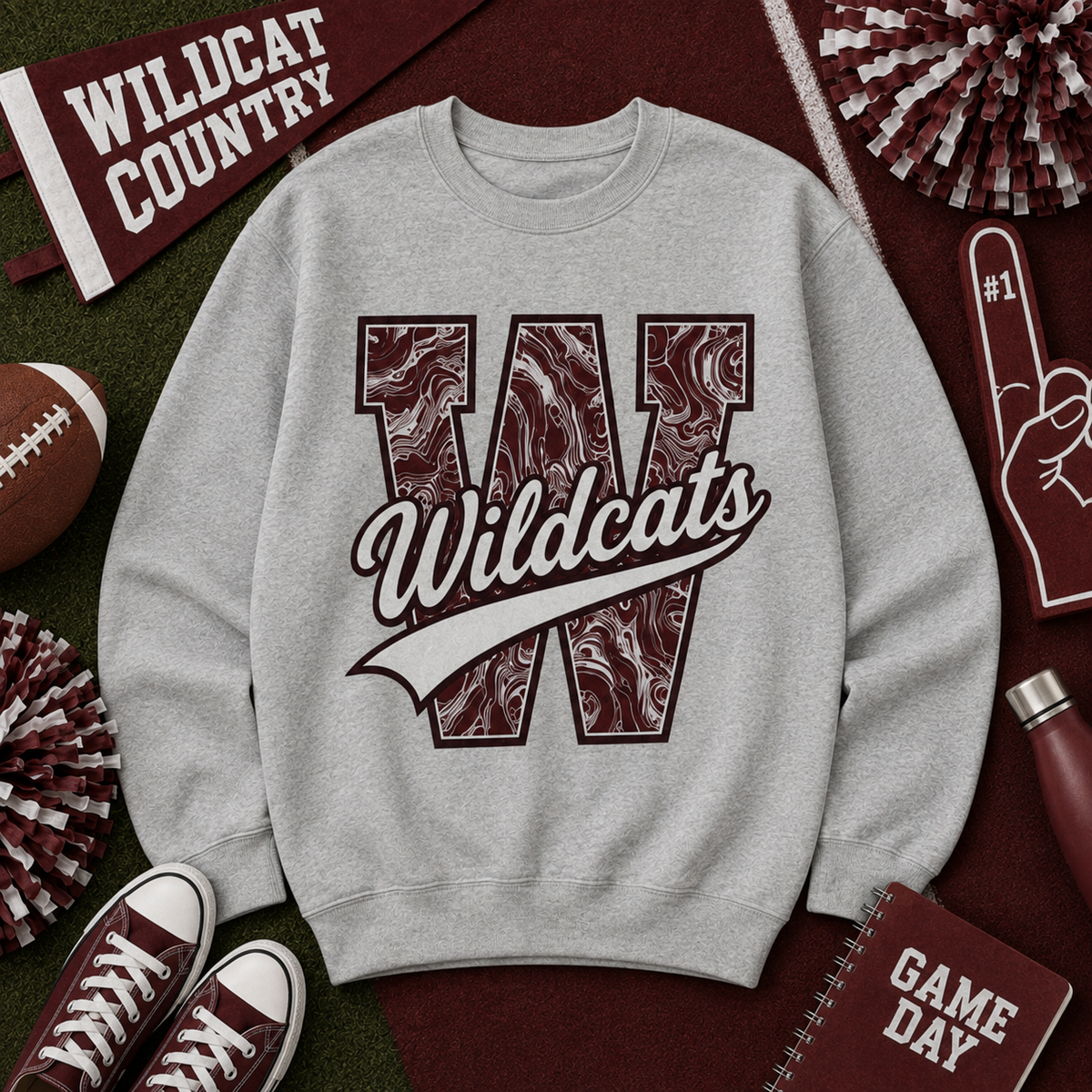 Personalized Mascot Letter Crewneck, Custom Initial School Spirit Sweatshirt – product image 5