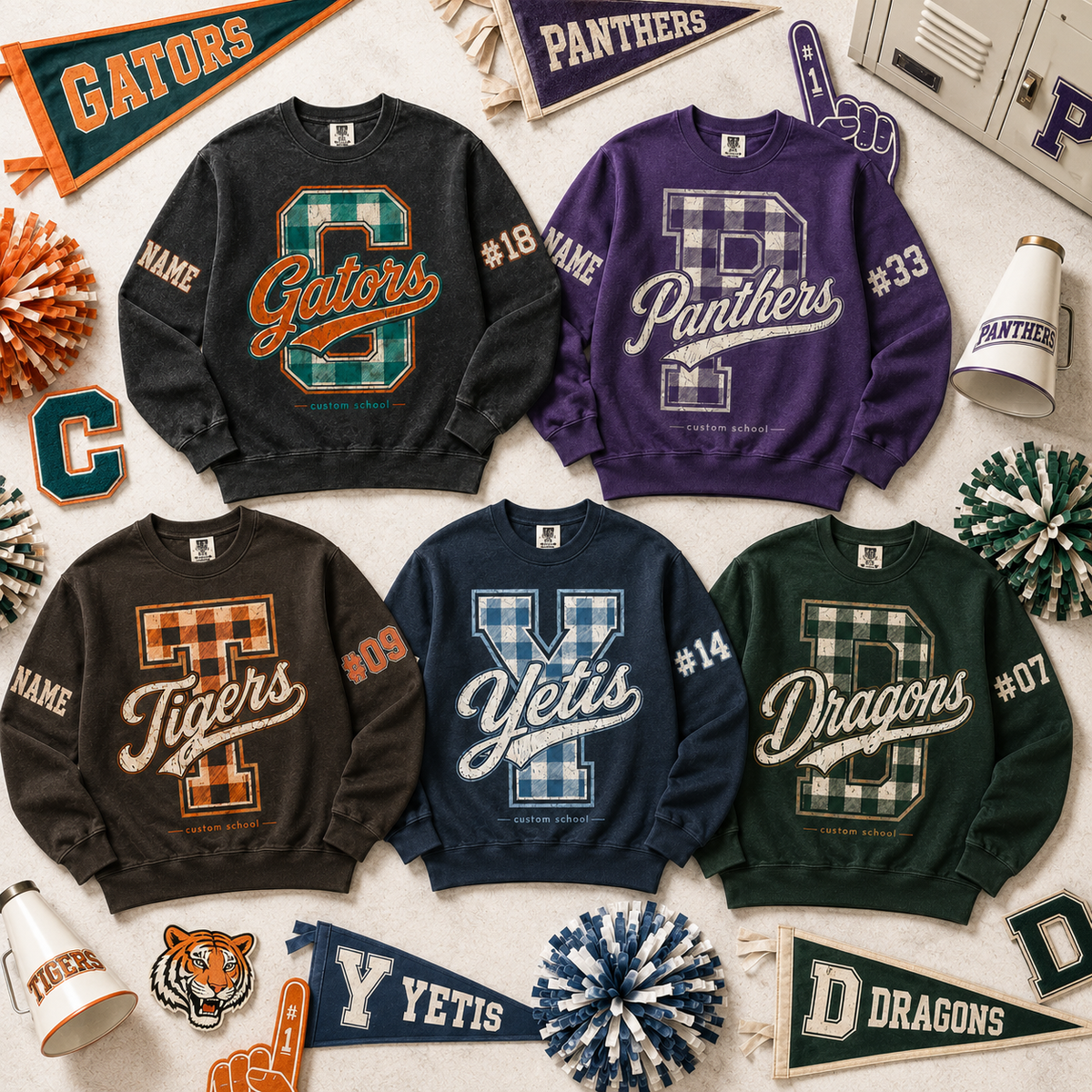 Custom School Mascot Sweatshirt, Trendy Game Day Spirit Wear Shirt