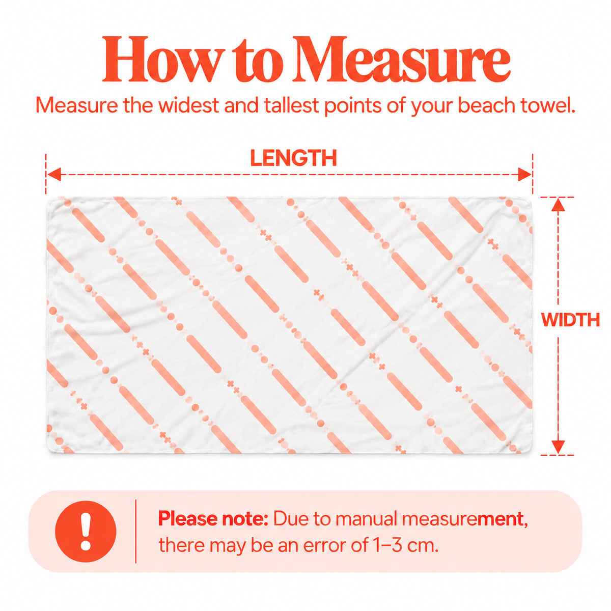 Beach Towel Size Chart measurement diagram