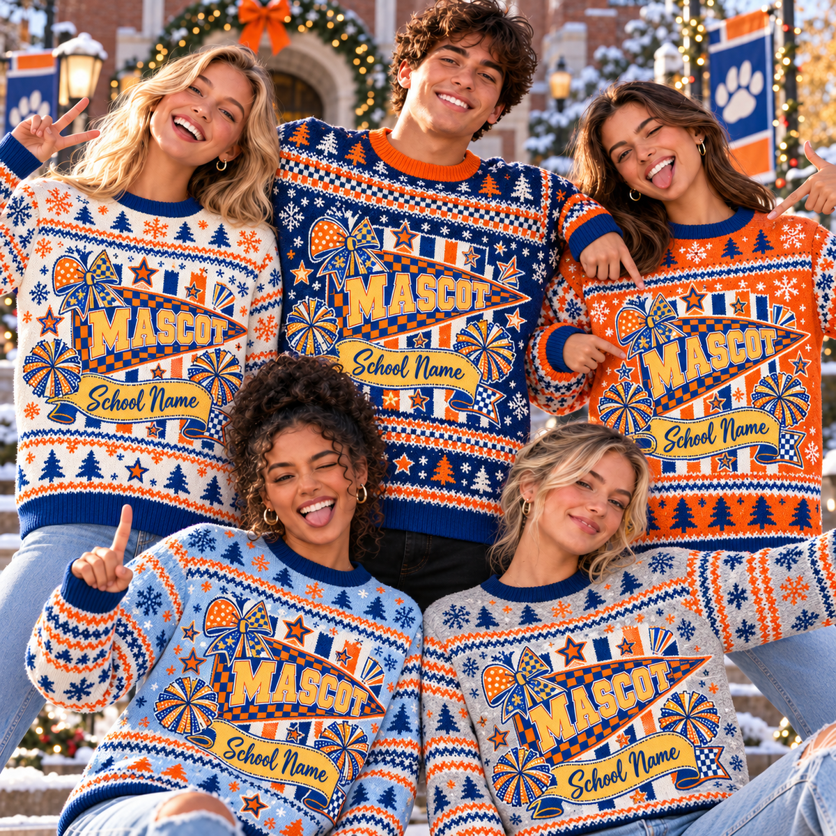Personalized Cheer Mascot Christmas Sweater, Custom School Spirit Gift - product image 1