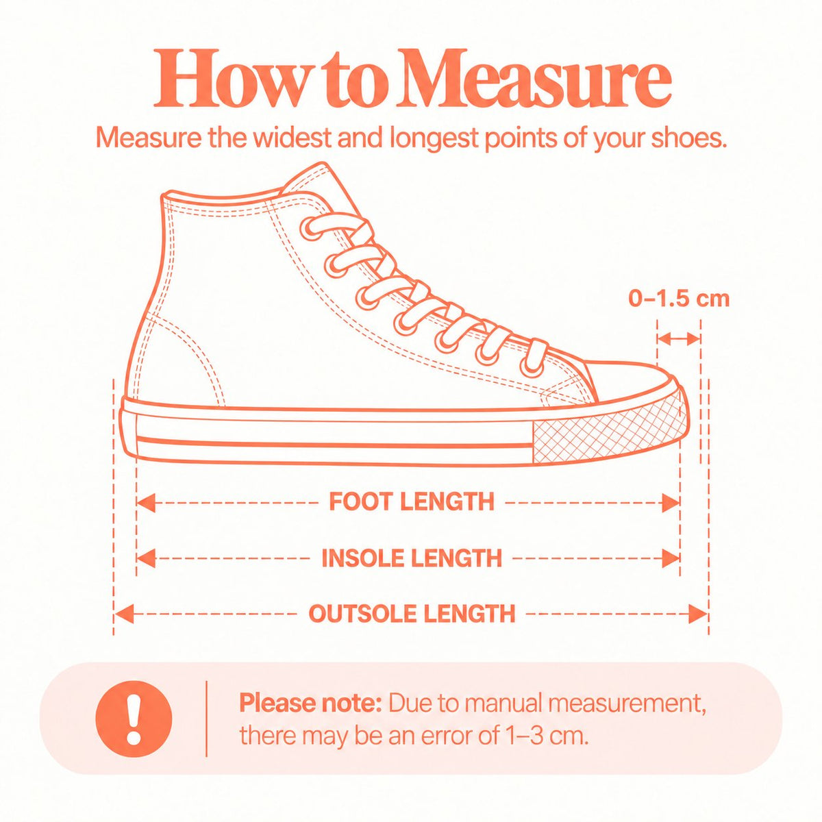 Men's Canvas Shoes Size Chart measurement diagram