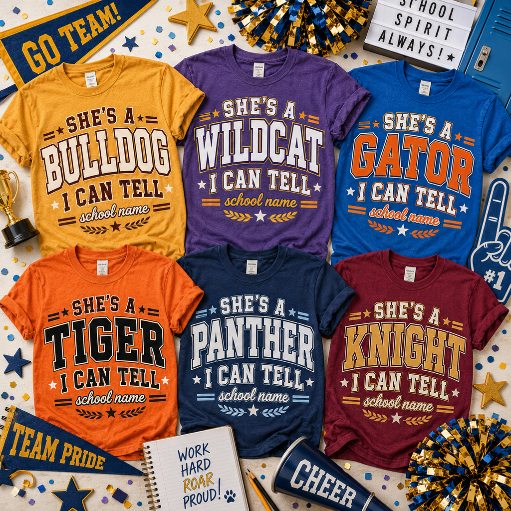 Personalized School Mascot Shirt, Custom She’s A Team Spirit T-Shirt