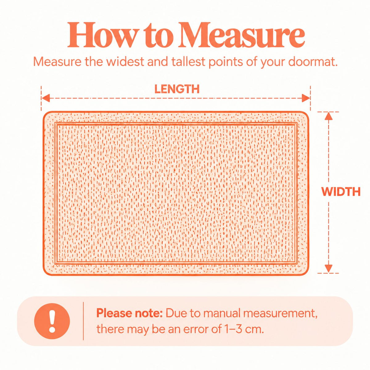 Door Mat size chart measurement diagram