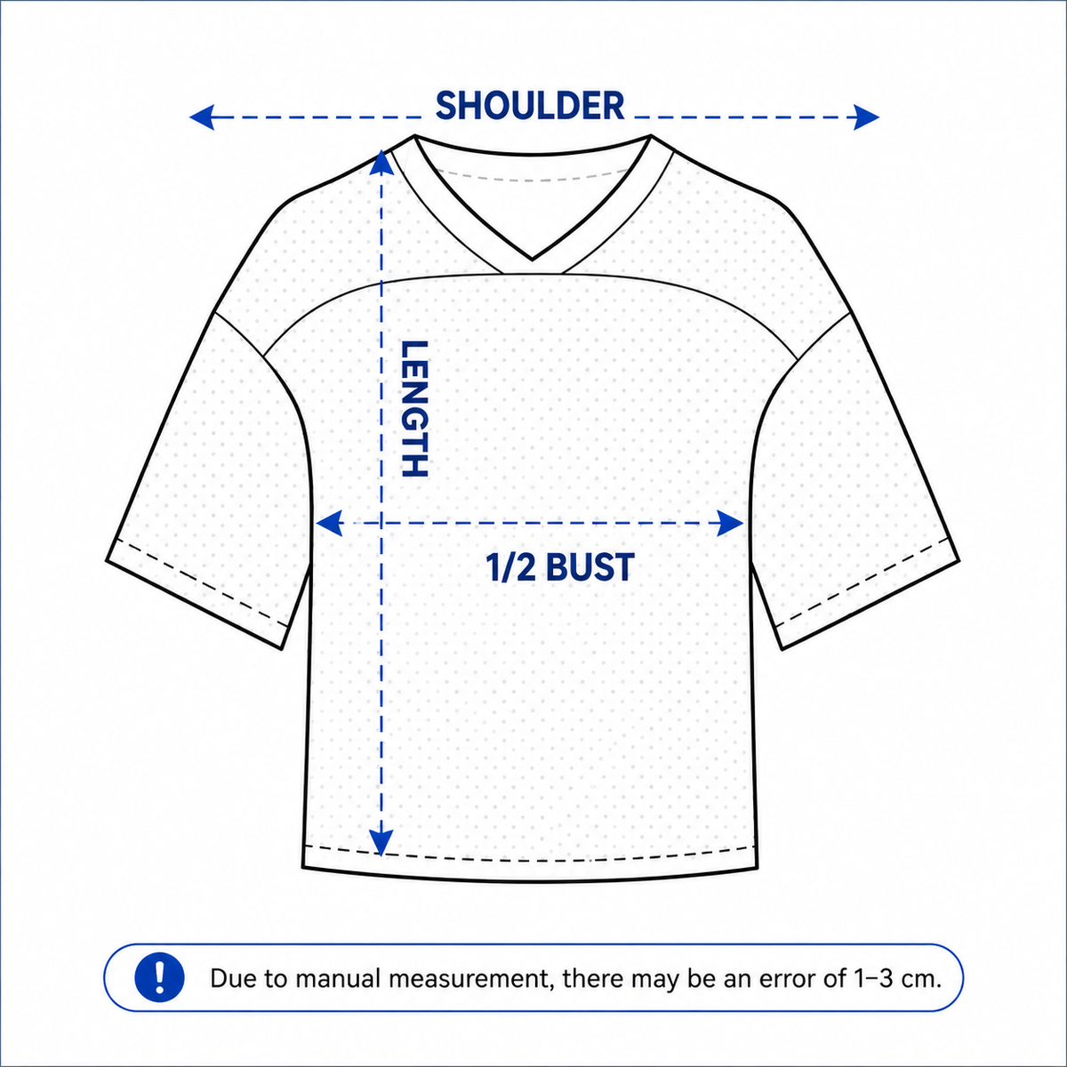 AOP Football Mesh Jersey - Adult measurement diagram