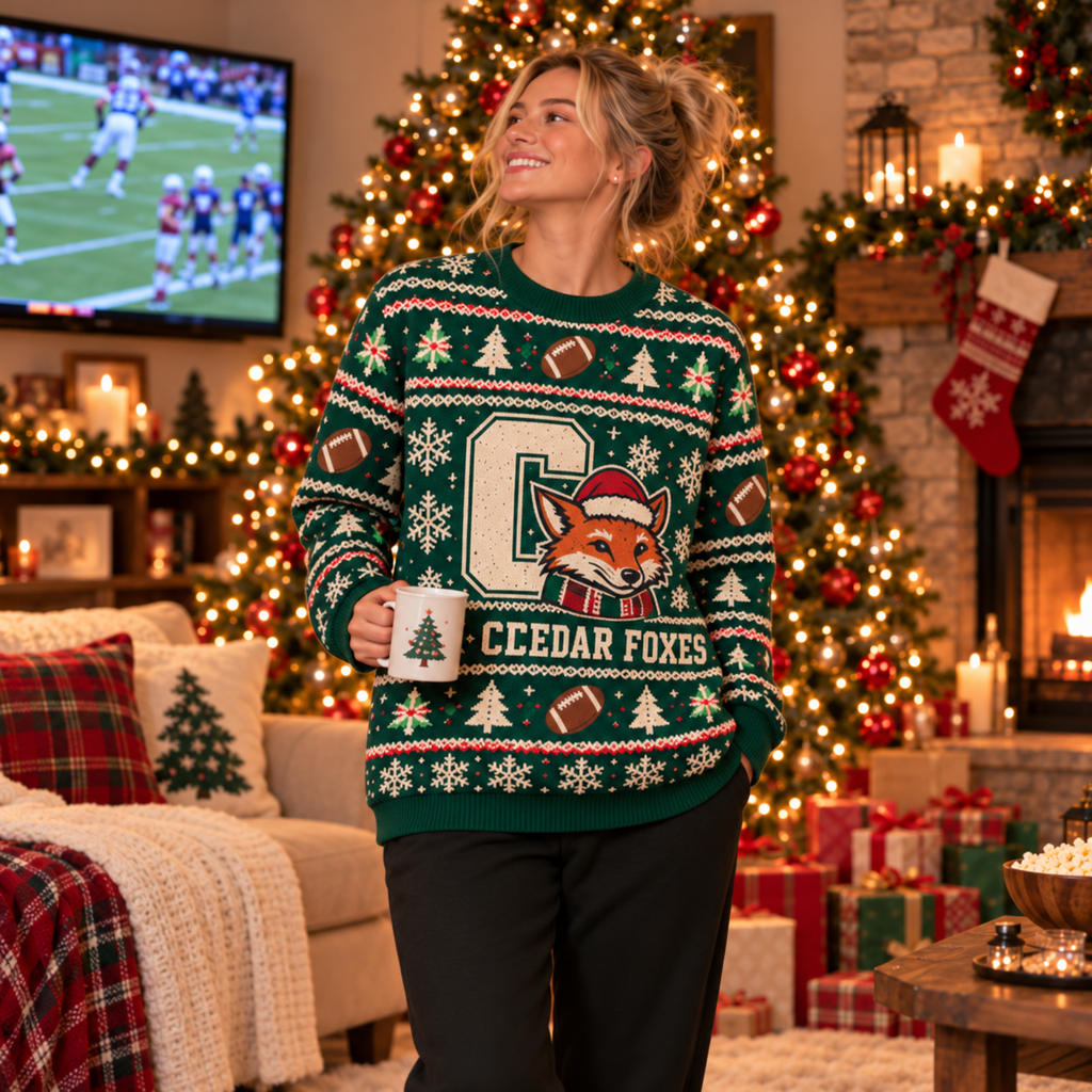Personalized Football Bow Christmas Sweater, Custom Family Holiday Gift - product image 4
