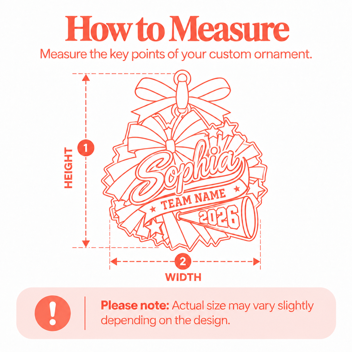 Ornament Acrylic Size Chart measurement diagram