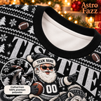 Personalized Mascot Christmas Sweatshirt, Custom Holiday Game Day Sweater - AstroFazz close-up, 100% premium polyester