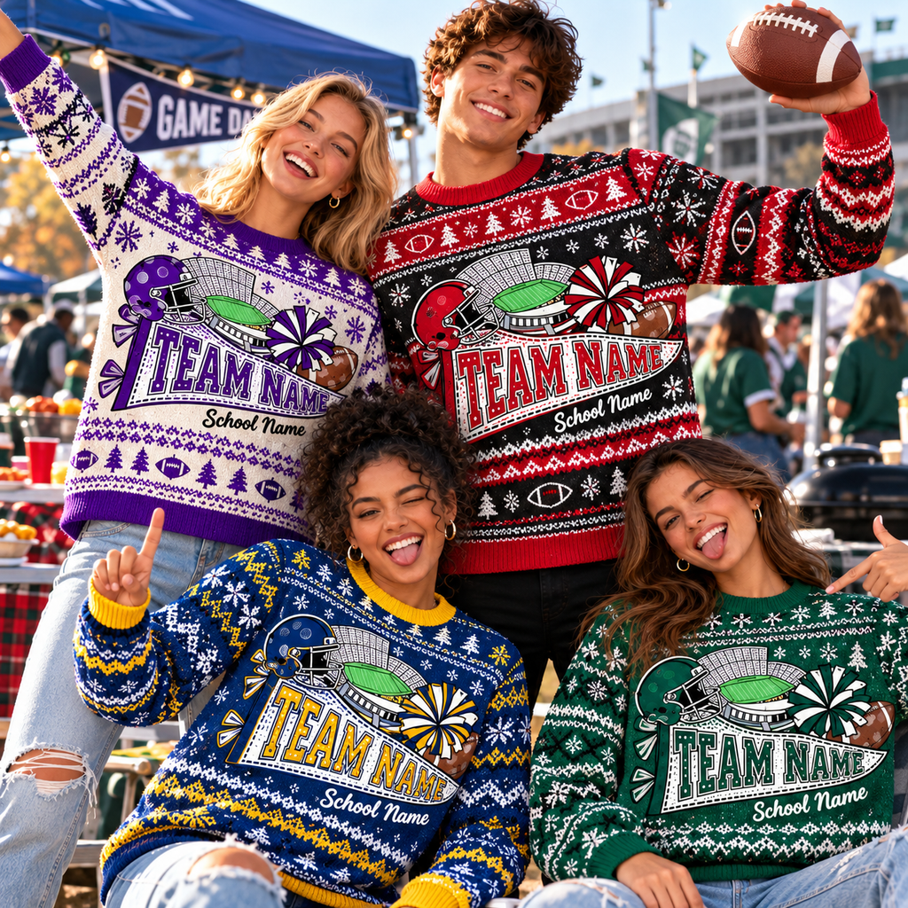 Personalized Family Game Day Christmas Sweater, Custom School Spirit Gift - product image 1