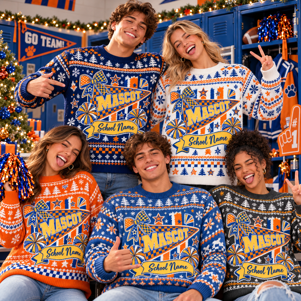 Personalized Mascot Pennant Ugly Sweater, Custom School Spirit Pullover - product image 1