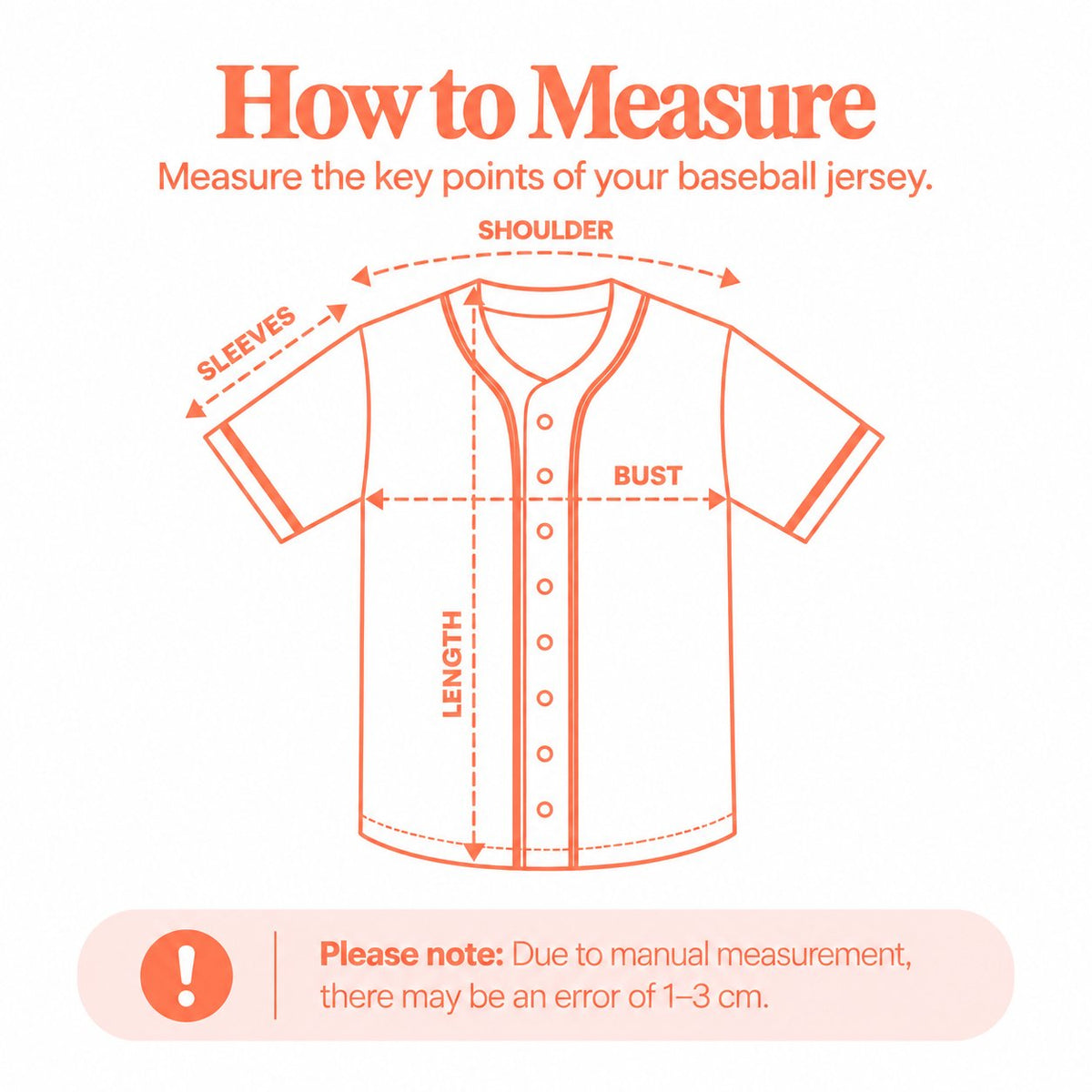 AOP Unisex Baseball Jersey measurement diagram