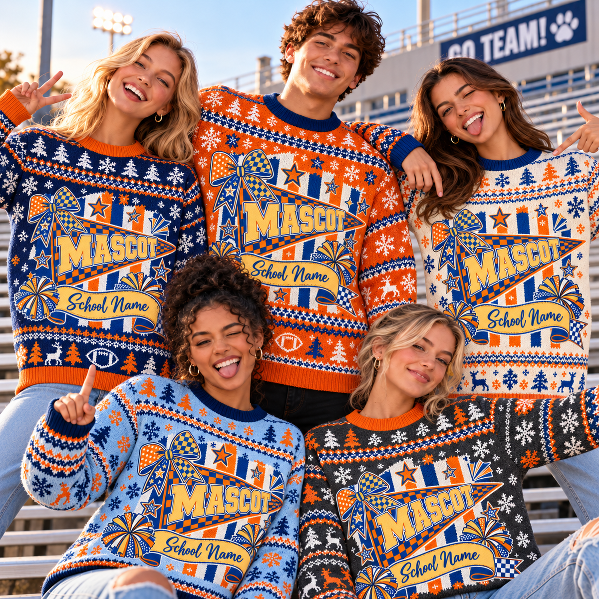 Personalized School Spirit Holiday Sweater, Custom Family Game Day Gift - product image 1